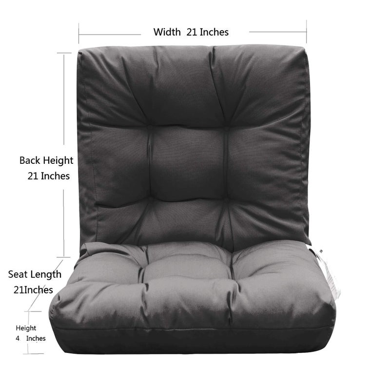 QILLOWAY Outdoor Seat/Back Chair Cushion Tufted Pillow, Spring/Summer Seasonal All Weather Replacement Cushions. (Dark Grey) - Image 2